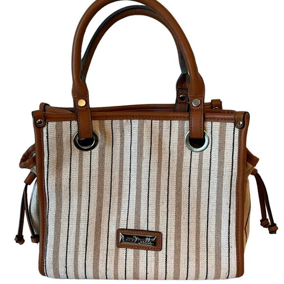 Simply Noelle Handbag leather & teak, brown, cream, black, & tan EUC! - Picture 12 of 16